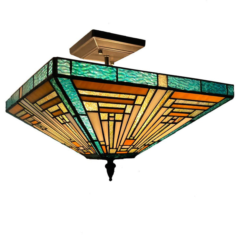 Annalisse Glass Semi Flush Mount, ‎Lake Blue