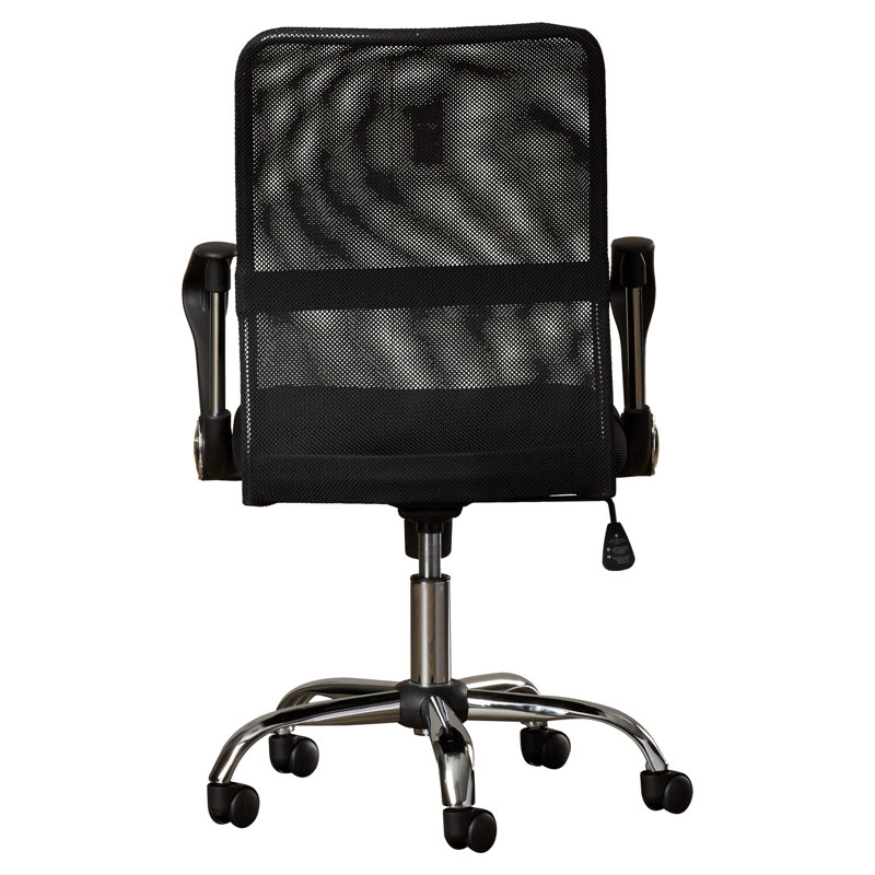 Mid-Back Black Mesh Swivel Task Chair with Chrome Base