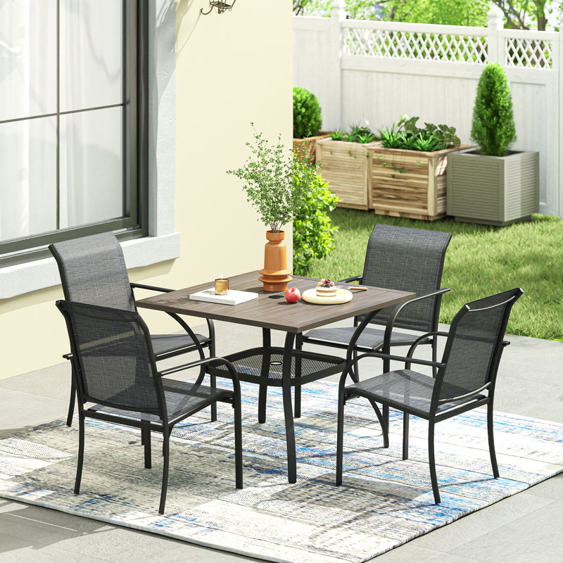 Ensemble de salle à manger pour 4 personnes 37,8 po Towles Square, Gris/gris pâle