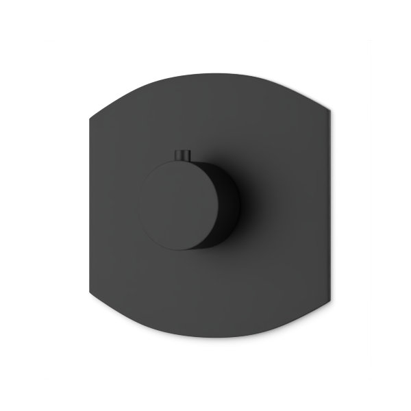 Transitional Thermostat Trim Kit With Round Handle, Matte Black