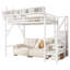 Structure de lit mezzanine simple avec escalier, tablettes et placard, métal blanc-28769725-28769723