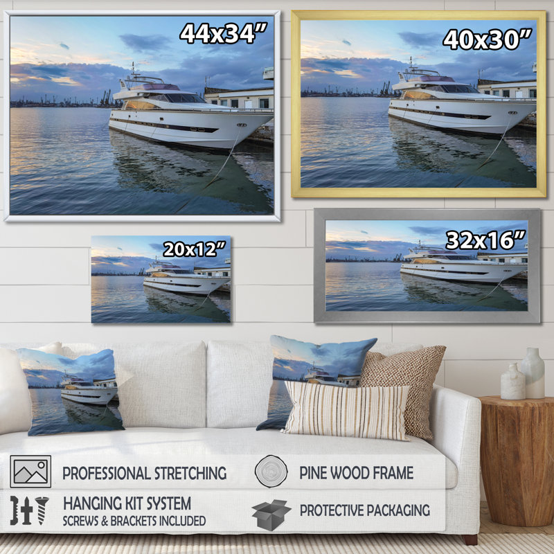 Yacht, bateau, sérénité, photo sur toile, Toile tendue, H 16 po x l 32 po x P 1 po