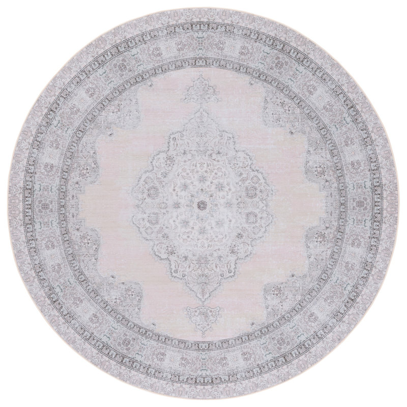 Tapis beige / vert clair Alma, Rond 6 pi