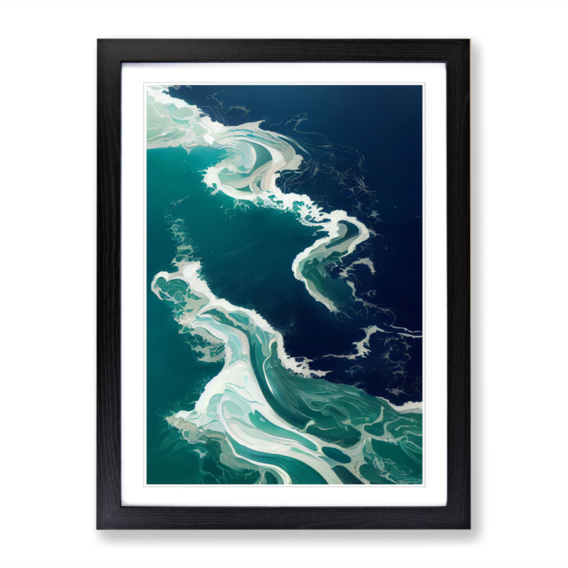 Cassity Ocean Marbling - Picture Frame Print, Black, 64cm H x 46cm W x 2cm D