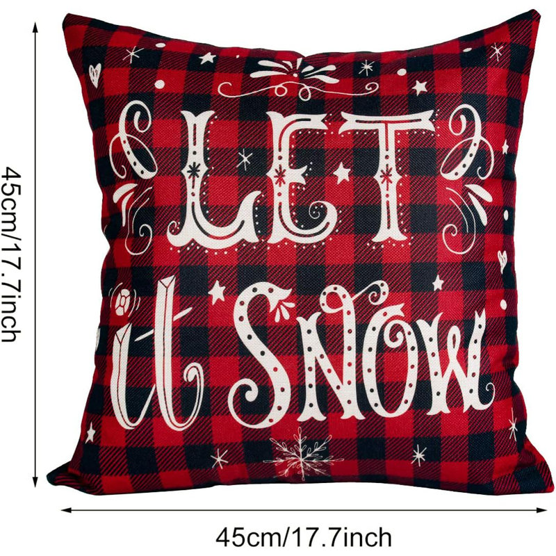 Red Black Tartan Square Cushion