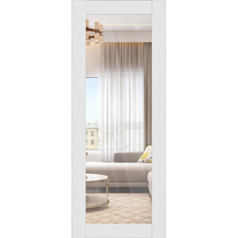 Palladio 207 Bianco Noble Full Lite Manufactured Wood Clear Glass Standard Interior Door Slab, 31.75" x 95.24"