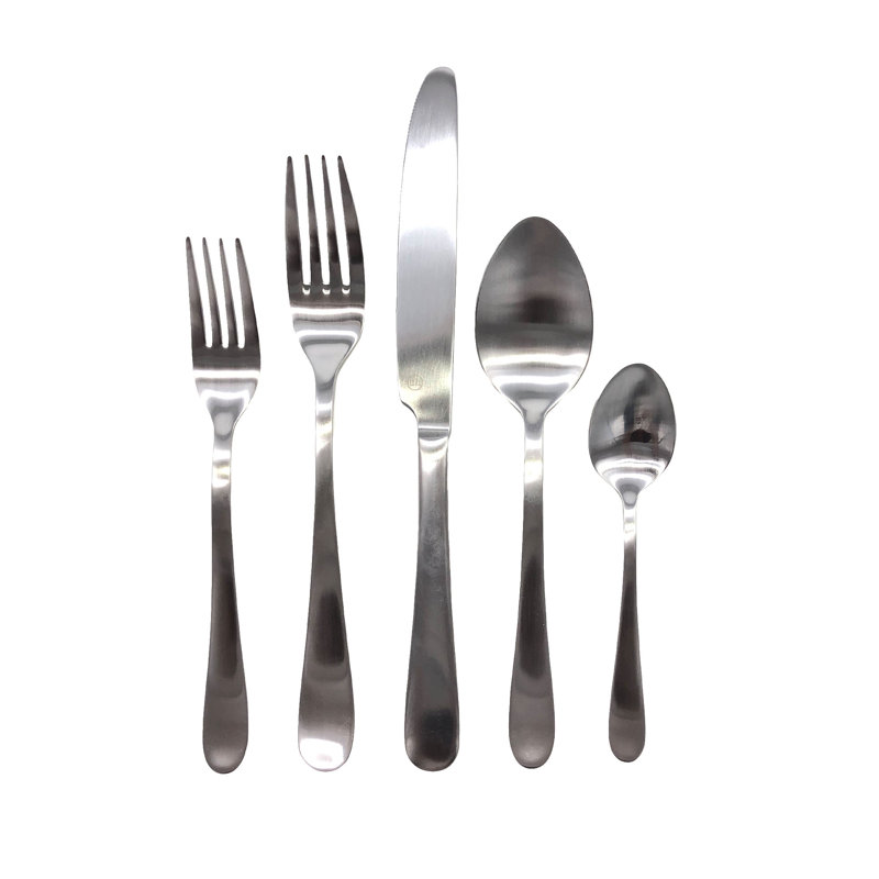 Lille 40 Piece 18/10 Stainless Steel Flatware Set, Service for 8, Brushed Stainless Steel