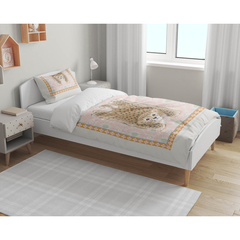 Lil Lying Leopard Tile Decorative Lightweight Comforter Set, Ivory