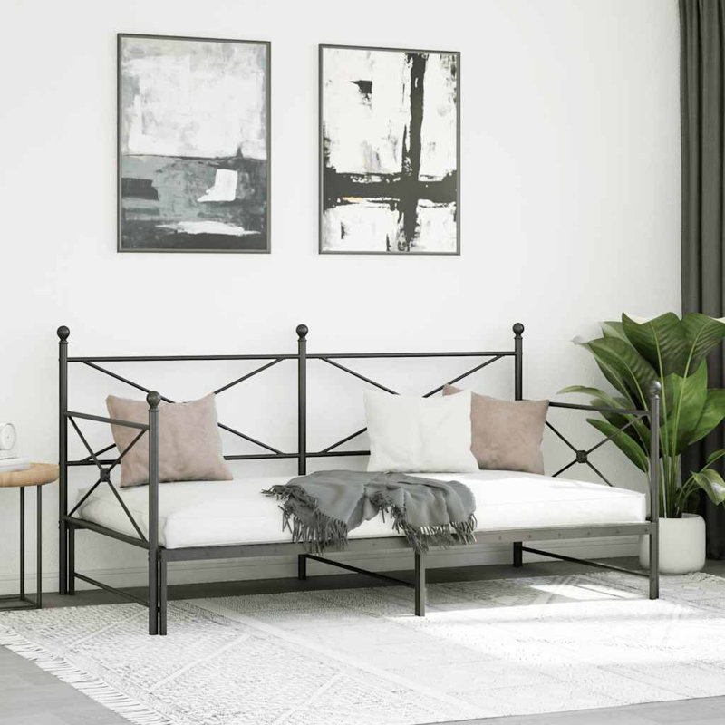 Day Bed Without Mattress Steel, Black, 96 x 208cm, None
