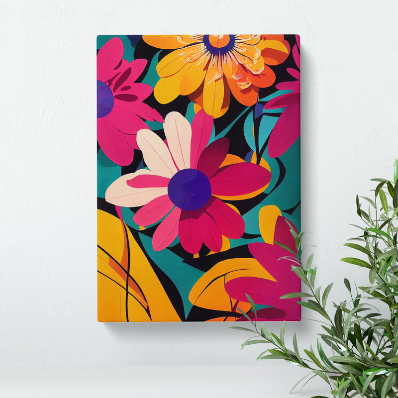 Wondrous Abstract Flowers No.2 - Wrapped Canvas Print, 60cm H x 40cm W x 3cm D