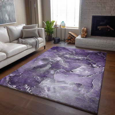 Premium Machine Washable Cerrito AMF518 Purple Rug