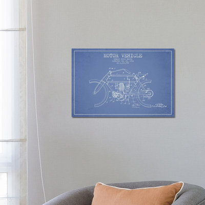 Edward Y. White Motor Vehicle Patent Sketch (Light Blue) by Aged Pixel - Wrapped Canvas Print
