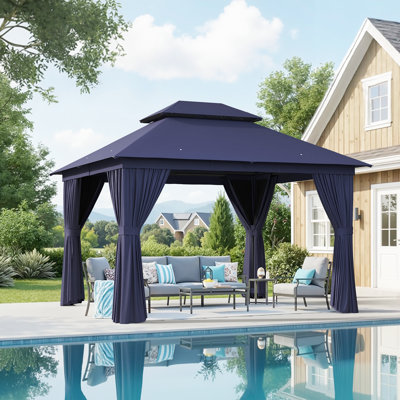 12 Ft. W X 10 Ft. D Outdoor Gazebo With Double Roof