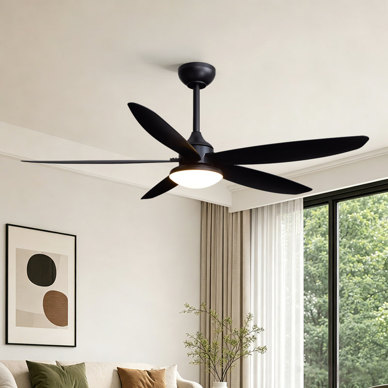 52" 5-Blades Ceiling Fan with Light Black