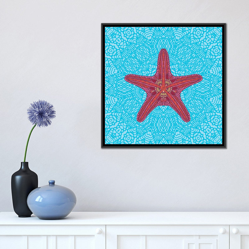 « starfish », impression sur toile tendue, H 18 po x l 18 po x P 1,5 po, Pas de tapis, Toile avec cadre noir