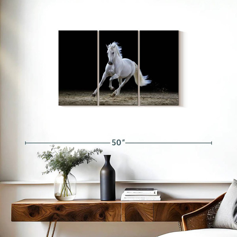 Brampt Galloping White Stallion, 20" H x 33" W