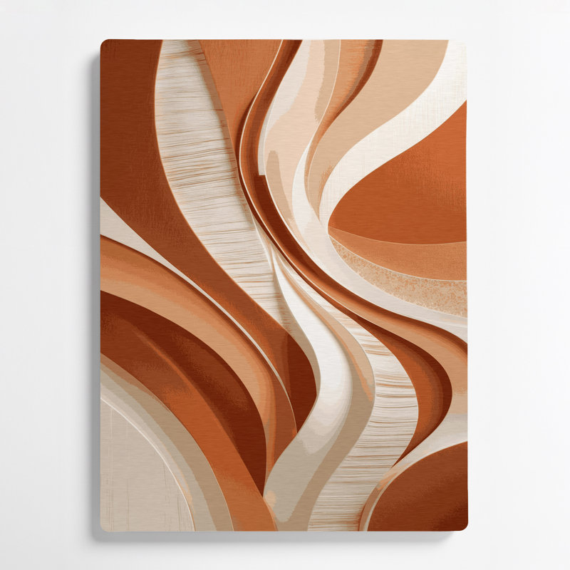 Abstrait paysage 13, art mural en métal beige, H 24 po x l 36 po