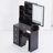29.2" Small Size Left Bedside Cabinet Vanity Table + Cushioned Stool,2 AC+2 USB Power Station,Hair dryer bracket,Extra Large Touch Control Sliding LED Mirror,Tri-color Switching,Brightness Adjust-1419316059
