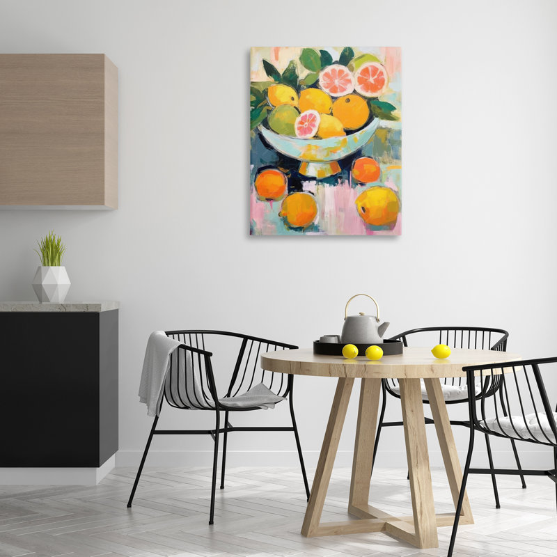  Art abstrait abstrait sur toile nature morte aux agrumes par LSR Design Studio, H 40 po x l 30 po