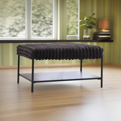 Banc de rangement rembourré avec tablette amovible