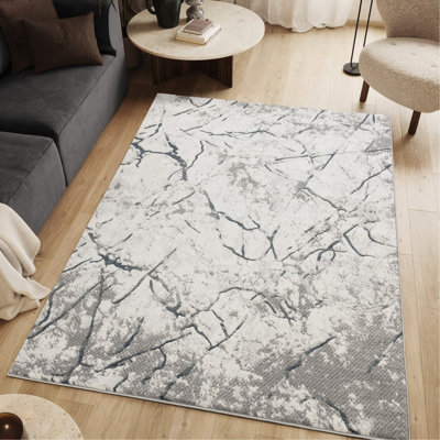 Abstract , Area Rug, 7 Ft. 10 In. X 6 In., And Grey, Machine-Made, , Modern, , Casual, 0.43 Pile Height, Stain , High Traffic Zones Contemporary, Pile,