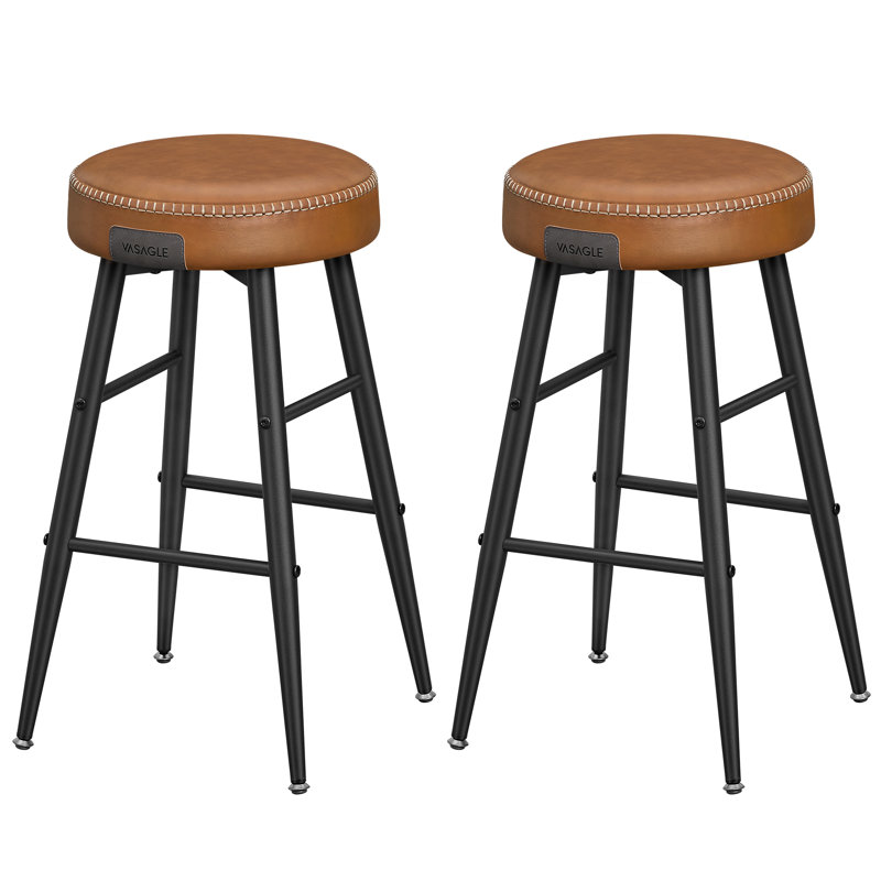 Ide Upholstered Counter Stool with Metal Frame, Caramel Brown, 63cm