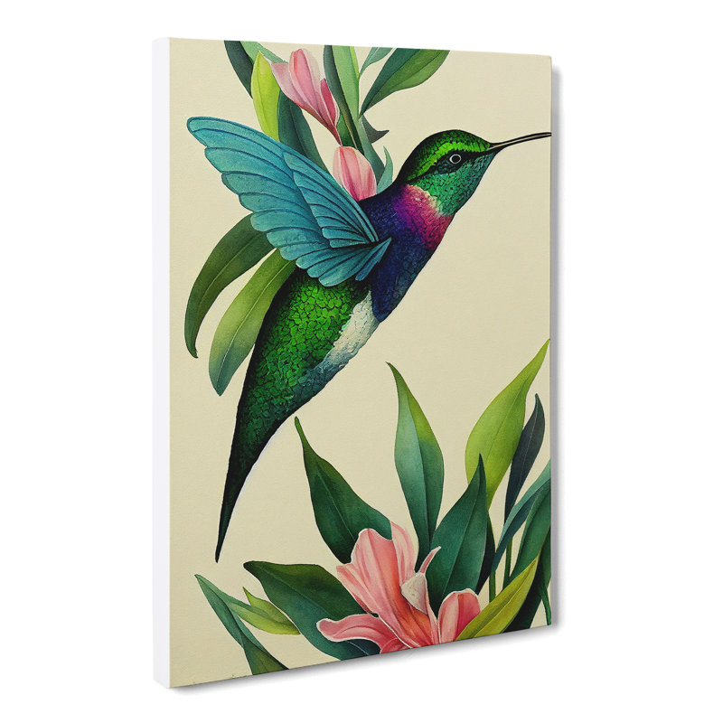 Watercolour Hummingbird - Wrapped Canvas, 50cm H x 35cm W x 3cm D