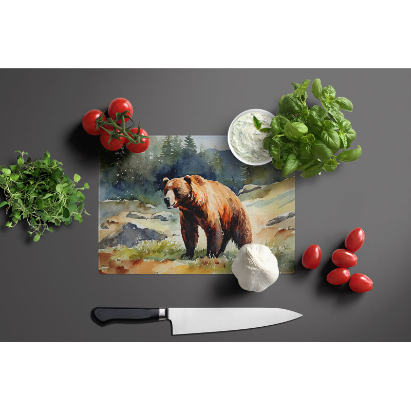 Kodiak Bear Glass Cutting Board Large