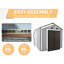 Remise de rangement extérieure en résine 8 x 8 x 7,6 pi, avec cadre en aluminium, plancher et fenêtres, garde le désordre organisé - brun antique + blanc 8 x 8 pi avec structure, plancher robuste, idéal pour les outils de jardin
