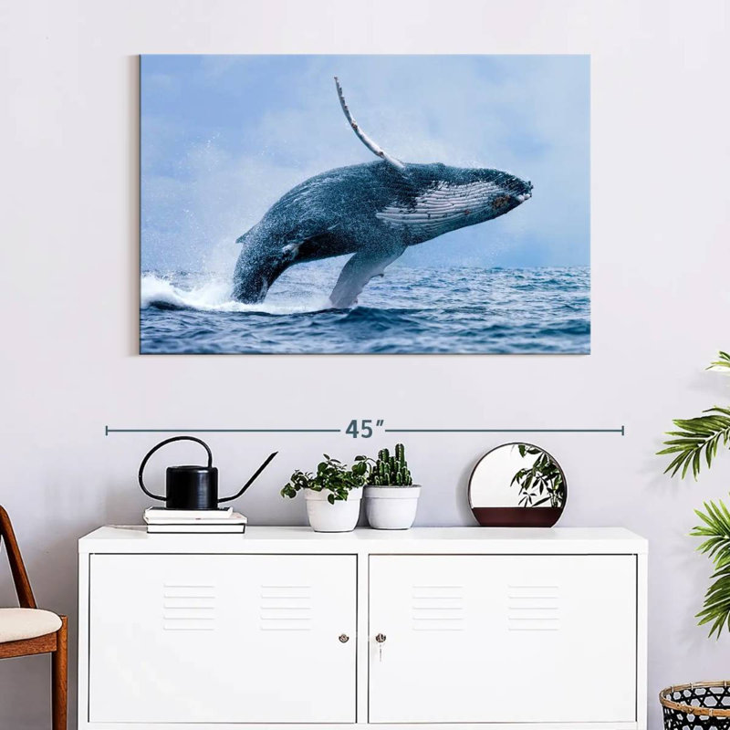 Brampt Leaping Humpback Whale, 26" H x 39" W