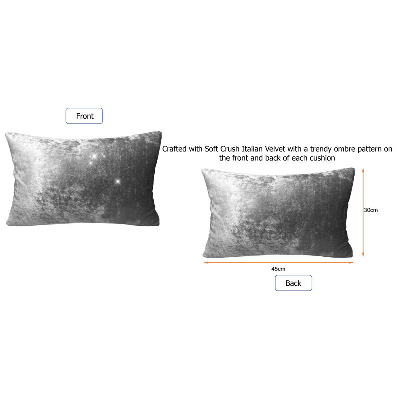 Robblee Ombre Rectangular Throw Cushion Cover, Silver Grey
