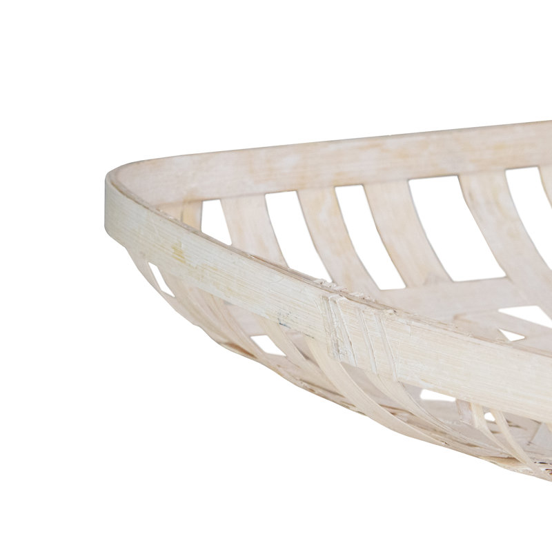 Rectangular Lattice Tobacco Table Top Baskets, White