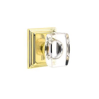 Emtek Privacy Knobset w/ Wilshire Rosette and Windsor Glass Knob