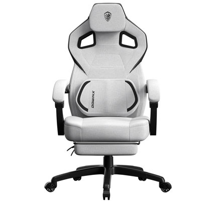 Ergonomic Fabric Gaming Chair with Adjustable Footrest & Lumbar Massage - High-Back Computer Office Chair for Adults, 300 lb Weight Capacity, Grey