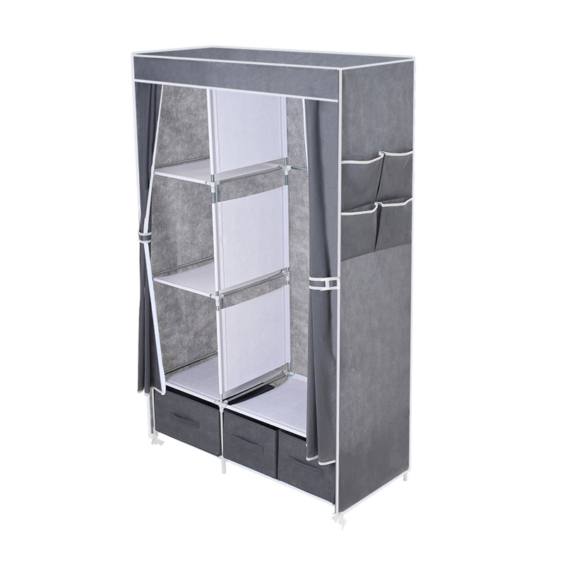 104cm Portable Wardrobe, Grey
