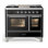 Cuisinière à carburant double de 40 po avec 6 brûleurs scellés et plaque chauffante Majestic III Series en noir brillant (gaz naturel, garniture chromée)