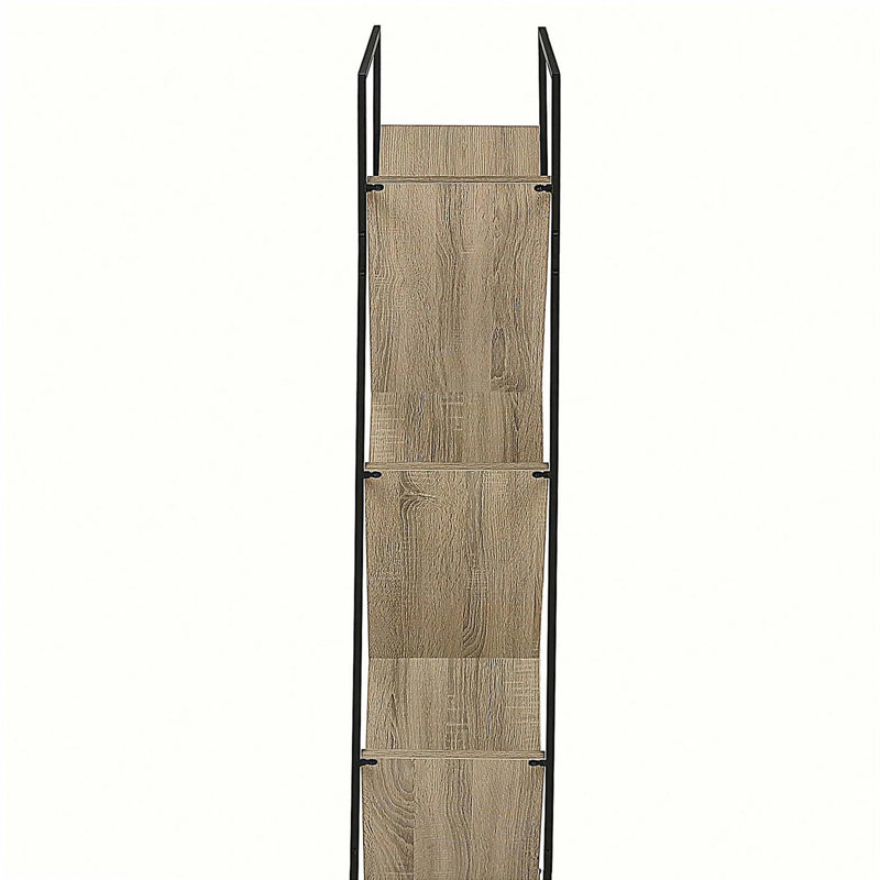5-Tier Etagere Bookshelf with V-Shaped Slanted Shelves, Metal Frame, Taupe