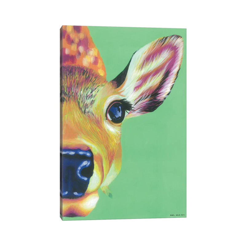 Hello Deer by Kirstin Wood - Wrapped Canvas Painting, 20.32 cm H x 30.48 cm W
