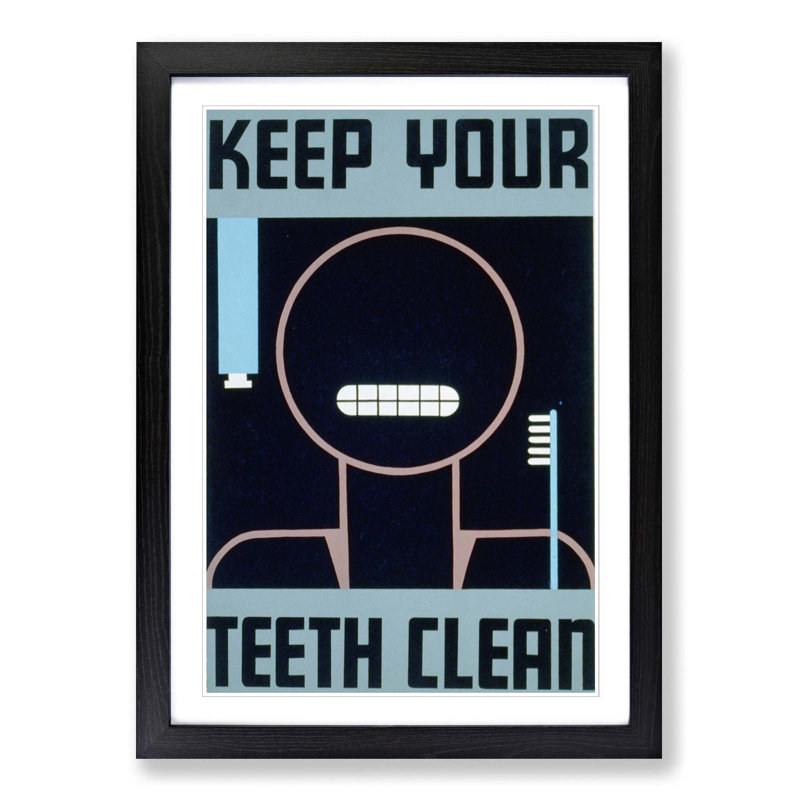 Vintage WPA Keep Your Teeth Clean Framed Vintage Advertisement - Framed Print, Black