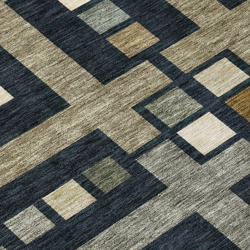 Machine Washable Indoor/Outdoor Chantille ACN2889 Geometric Rug, 10' x 14', Black