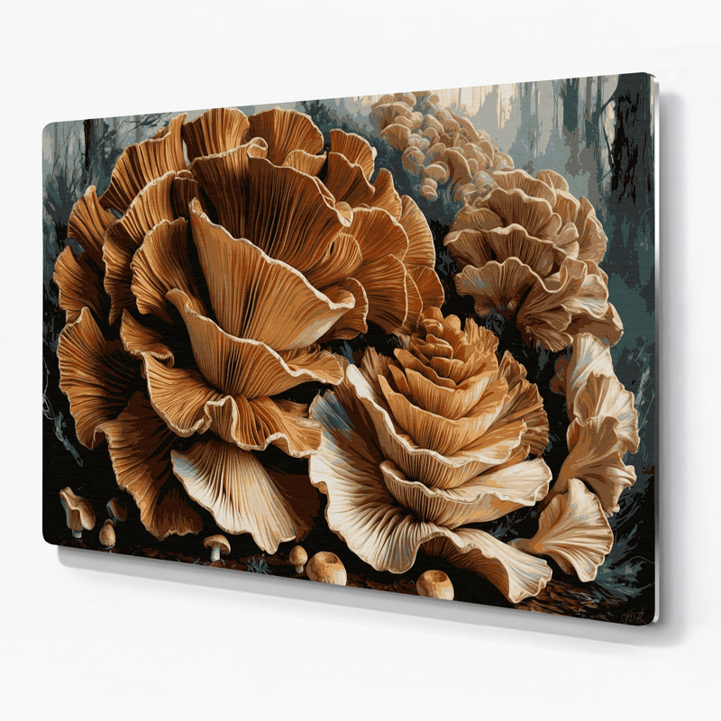 Art mural en métal légumes champignon brun Maitake, H 12 po x l 18 po