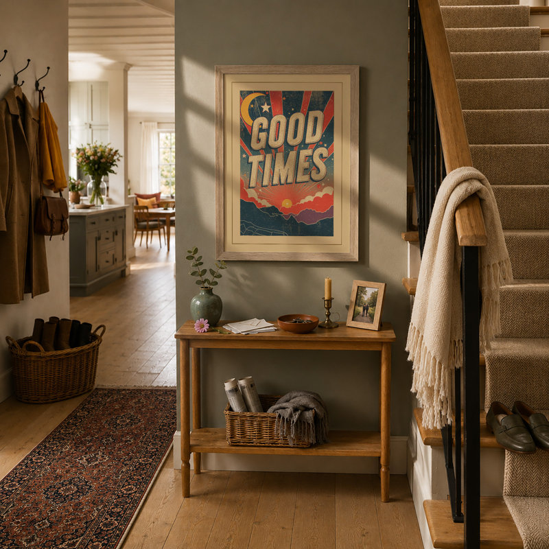 Good Times Retro - Framed Print, A2 - 59.4 x 42.0 cm, Oak
