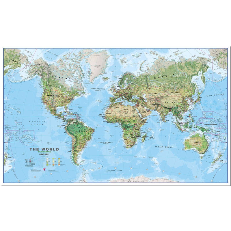 Large World Wall Map Environmental - No Frame Print