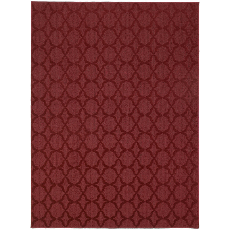Tapis touffeté à motif géométrique rouge chili, Rectangle 5 pi x 7 pi
