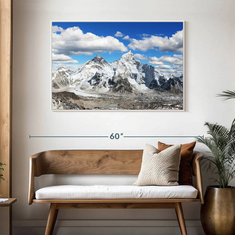 Vue panoramique de l'Himalaya, Cadre flottant blanc, 46 po x 31 po