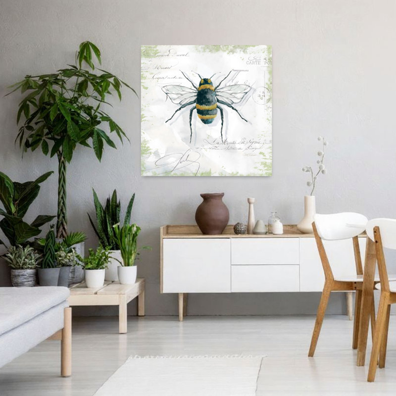 Art mural de jardin abeille délicate rétro nature, H 36 po x l 36 po