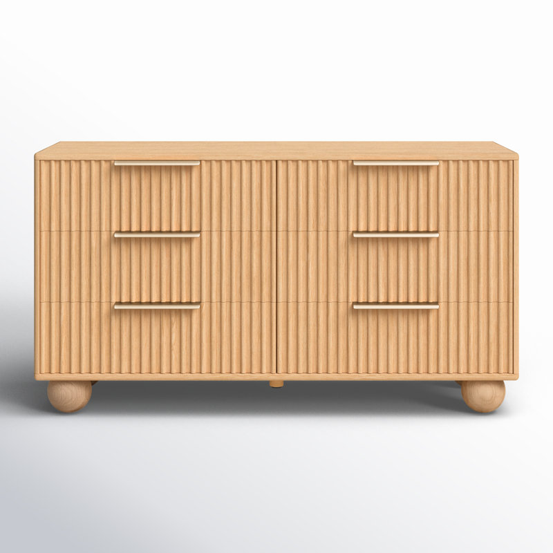 Camila 57.3" W 6-Drawer Solid Wood Double Dresser