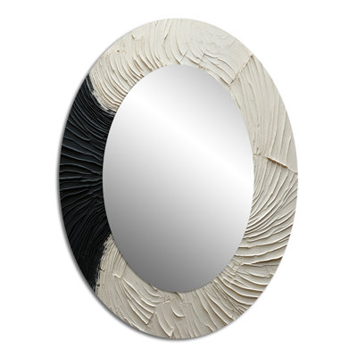 Minimalism Black And White Paint Reunion - Coastal Oval Wall Mirror