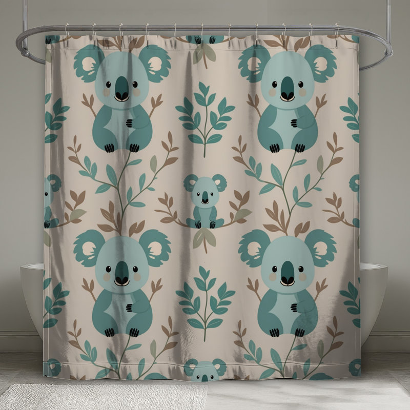 Mignon rideau de douche à motif koala très long, L 70 po x H 93 po