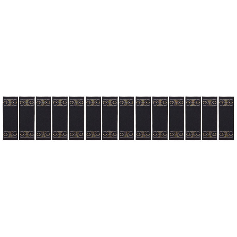 Tapis d'escalier noir antidérapant lavable à la machine, à velours et à poils courts, taille 8,5 po x 26 po